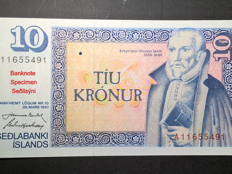 Arngrímur The Learned, Notes From The Land Of Vikings: 10 Kronur (Iceland, 1961)-Reference
