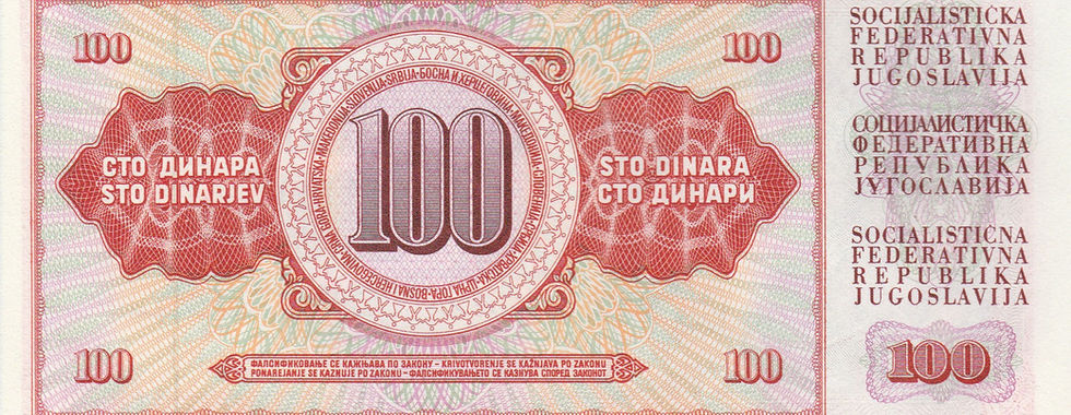 100 Dinara (Yugoslavia, 1965)-Reverse