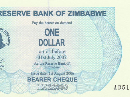 Unstable Times, Bearer Cheques Of Zimbabwe: 1 Dollar (Zimbabwe, 2006)-Reference