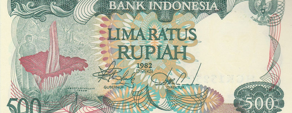500 Rupiah (Indonesia, 1982)-Observe: Features an illustration of a rare Titan Arum flower.