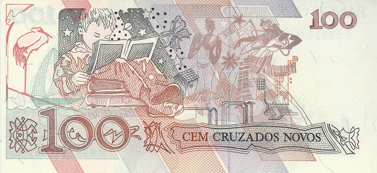 100 Cruzados Novos/100 Cruzeiros (Brazil, 1989/1990)-Reverse