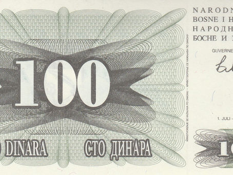 Notes Of The Bosnian War, The Symbol: 100 Dinara (Bosnia-Herzegovina, 1992)-Article