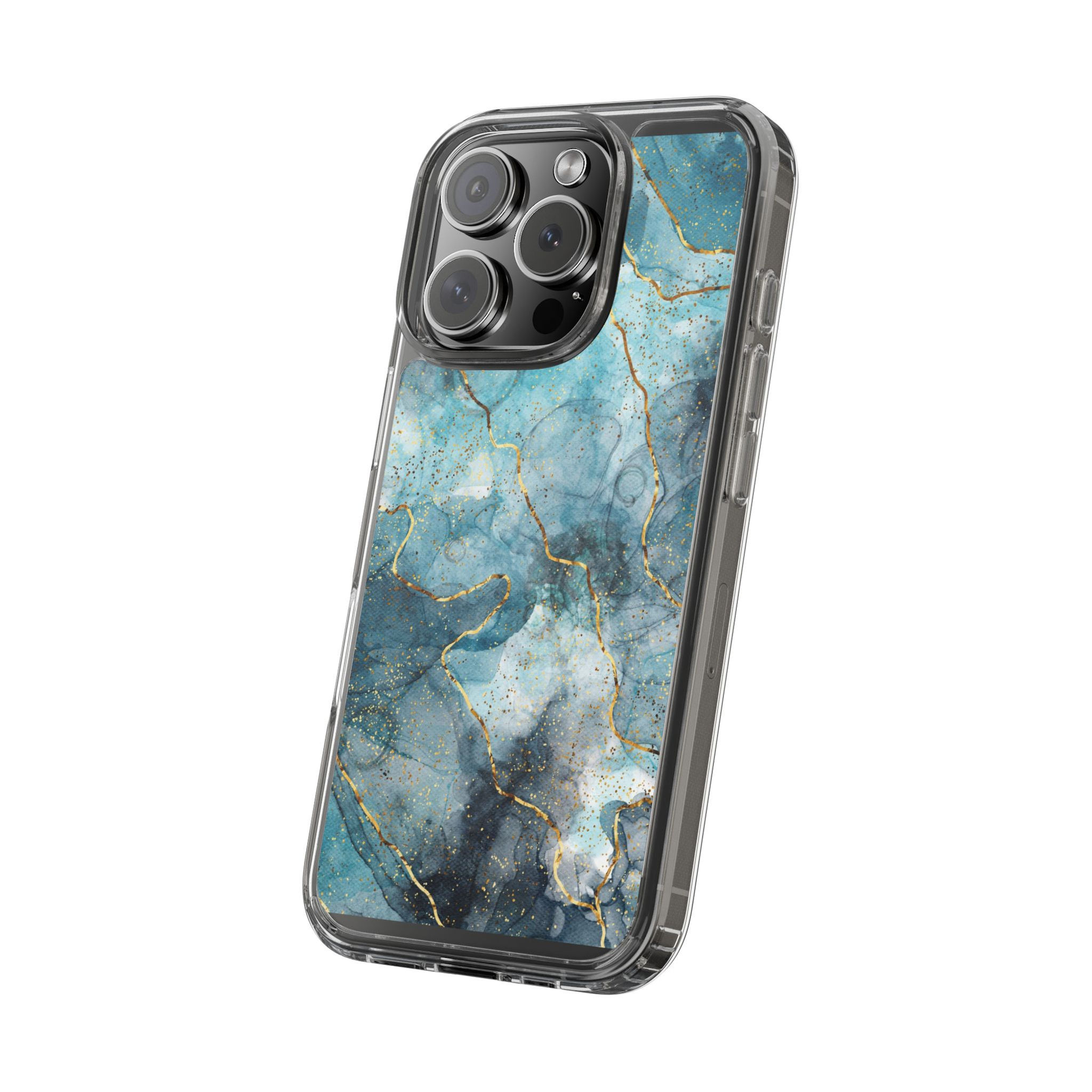 Coque iPhone Marbrée Bleue – Élégante, Transparente & Protectrice