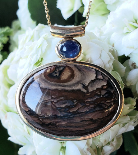 Biggs Jasper and Sapphire Pendant | Veberod Gem Gallery