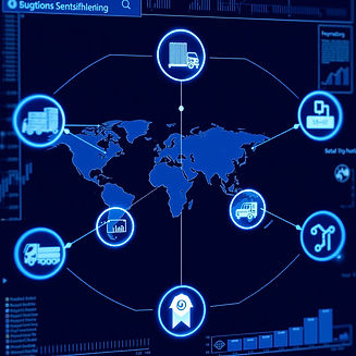 supply chain and operations strategy visualization, global logistics network with connecte