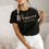 Thumbnail: Prosecco Per Favore black graphic t-shirt styled with white trousers – women’s fashion tee”