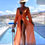 Thumbnail: Fuchsia long kimono printed leopard front view