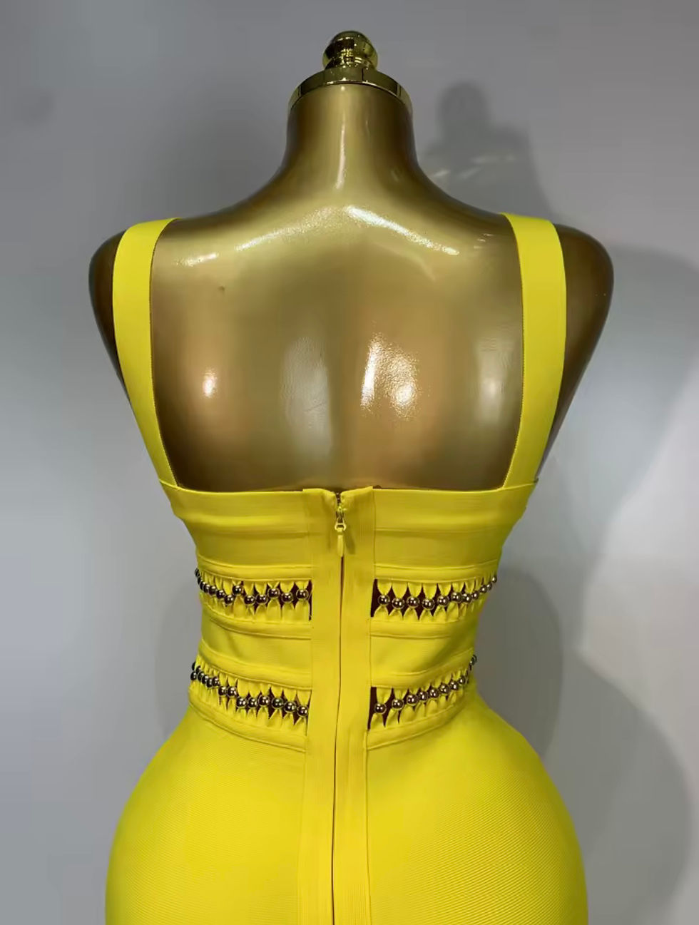Miniature : Citrus Flame - Yellow Fringe Maxi Dress with Gold Trim for Casual Womenswear