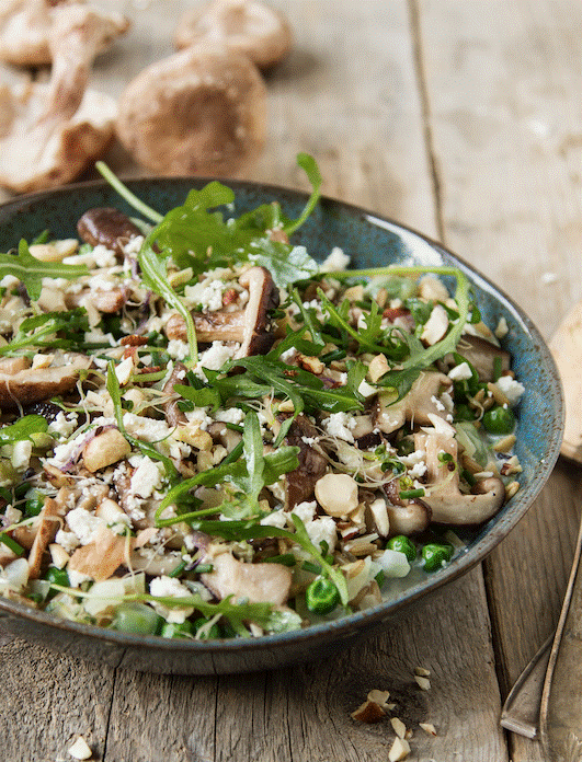 Haver 'risotto' met paddenstoelen 