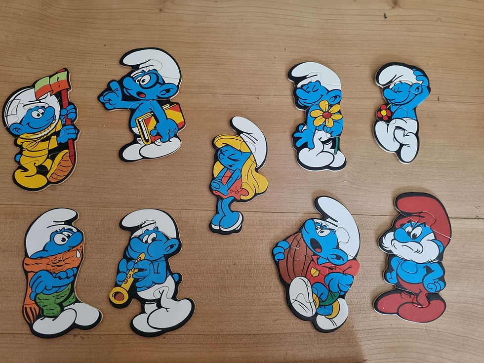 Miniature : Puzzle en bois famille des schtroumpfs