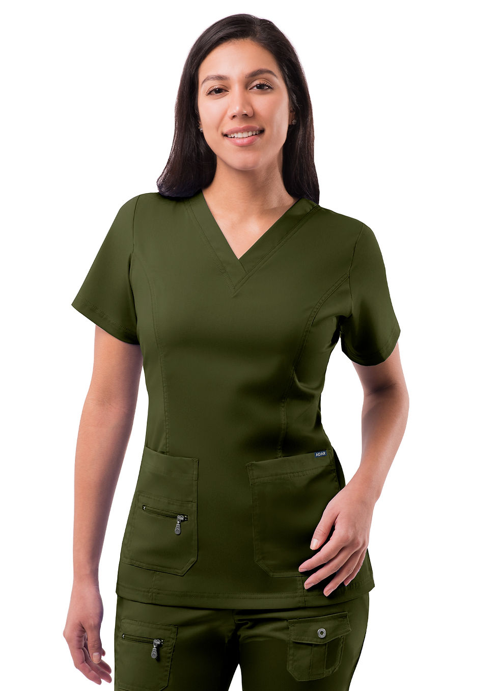 Olive Womens Elevated V-neck Scrub Top by Adar