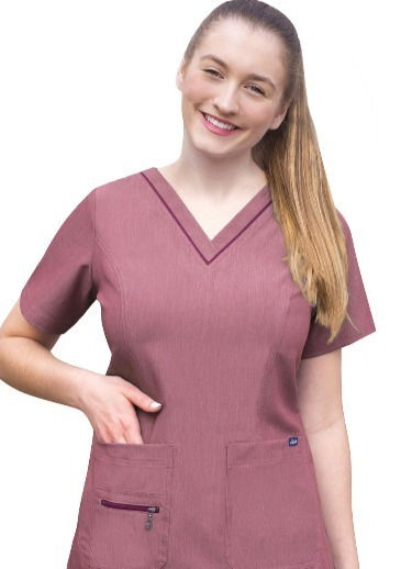 Adar Pro Heather Collection Womens Elevated V-neck Scrub Top Wine