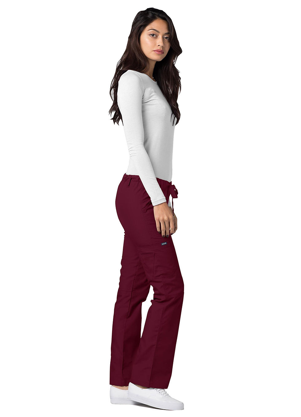 Thumbnail: Low-Rise Drawstring Pants Universal by Adar- Burgundy
