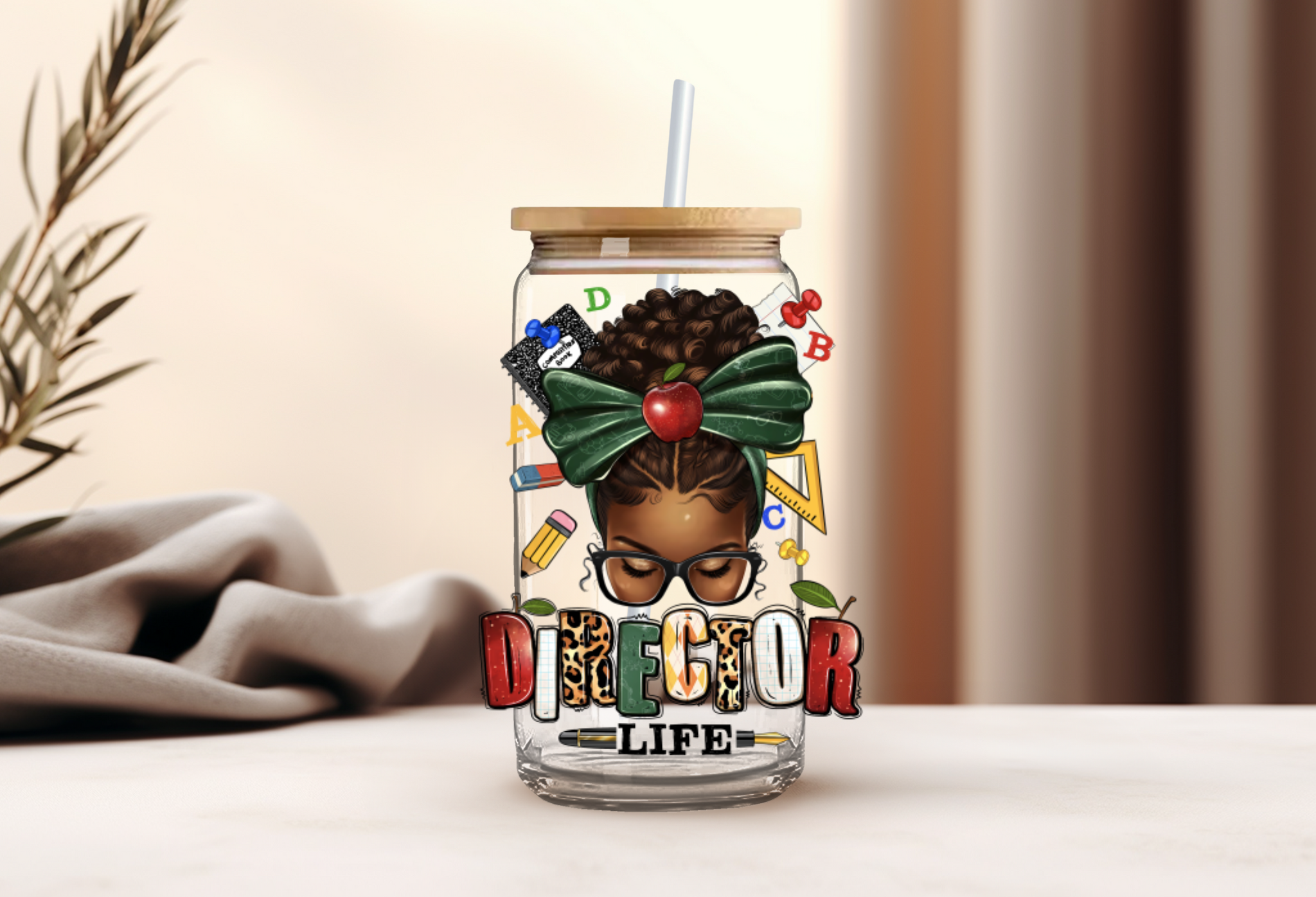 "Director Life" Glass with Bamboo Lid