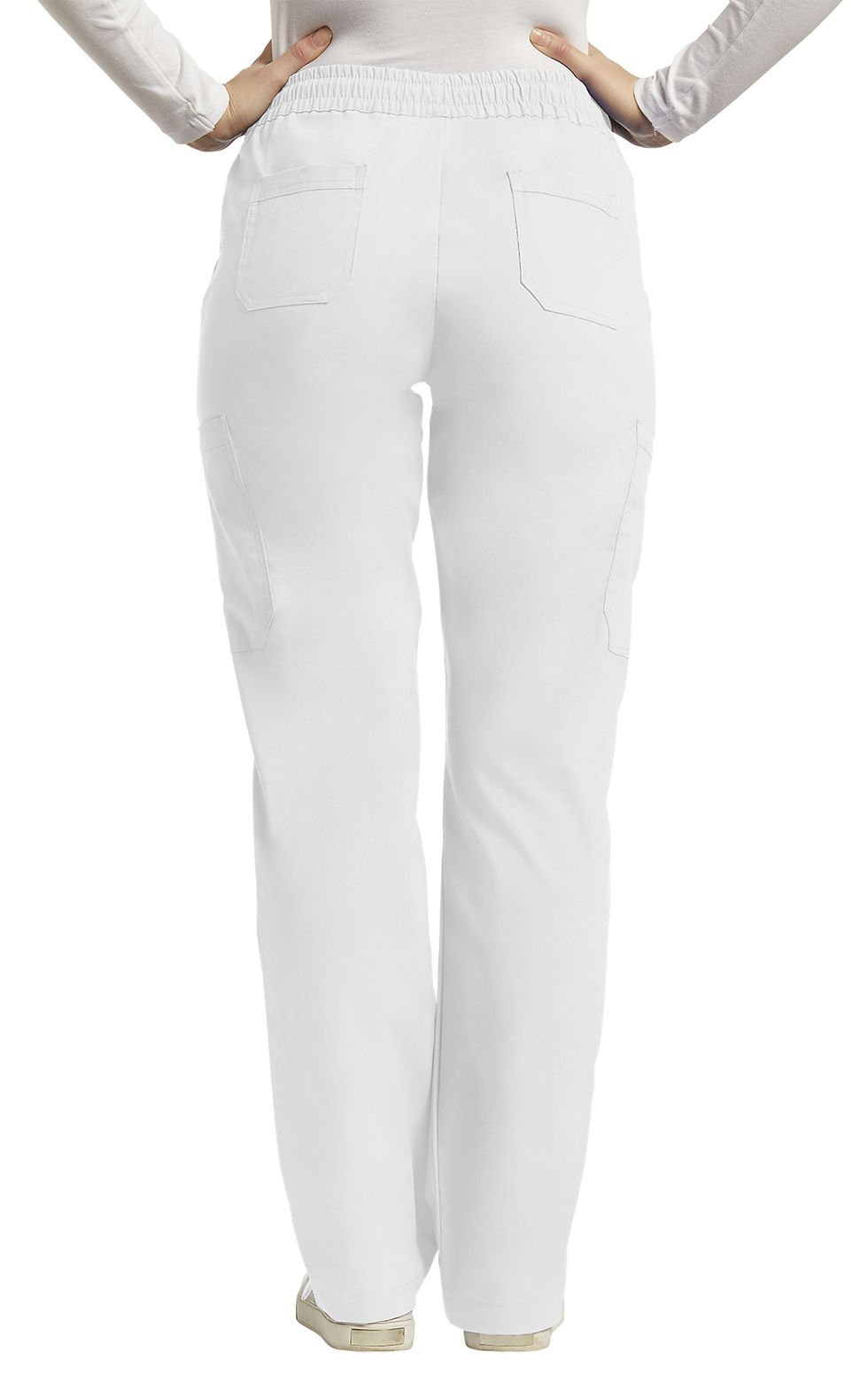 White Cross Pockets Cargo Drawstring Pant- White