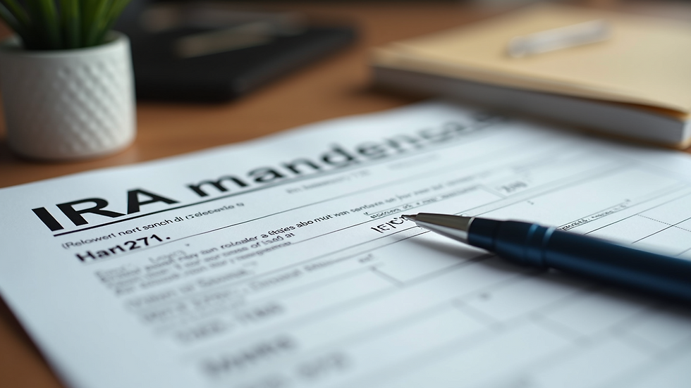 Close-up view of an IRA statement and a pen on a desk