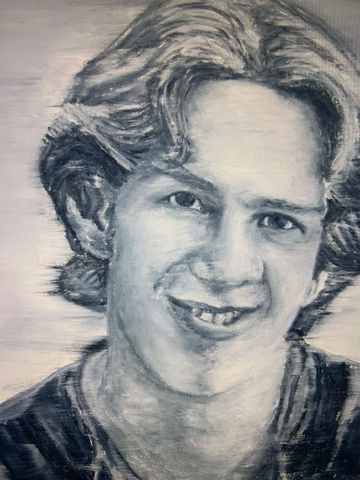 Eric H.,
50 x 50 cm,
oil on canvas, 2009,
©Rik Beemsterboer
20 April 1999 Littleton, Colorado 15 dead, 24 injured. 18-year-old Eric Harris and 17-year-old Dylan Klebold shoot dead 12 of their classmates and a teacher at Columbine High School.