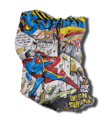 Superman 82 x 60 cm oil on cut-out aluminum dibond plate 2024
©Rik Beemsterboer