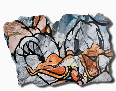 Daisy and Donald 53 x 80 cm oil on cut-out aluminum dibond plate 2024
©Rik Beemsterboer