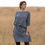 Thumbnail: Helena Flexi Dress - Wear Three Ways - Navy Leaf Pattern