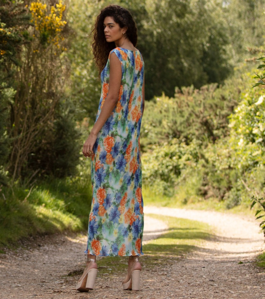 Thumbnail: Floris Chiffon Pleated Long Dress