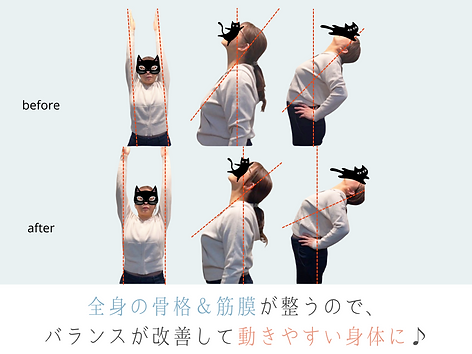 骨格調整と筋膜リリース、リンパマッサージを受けた後で身体の動きやすさの変化を確かめている女性