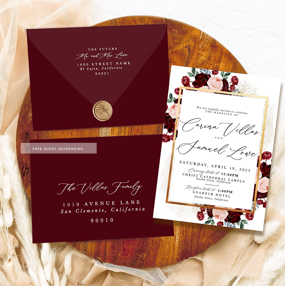 Thumbnail: burgundy wedding envelopes, kateworks wedding invitations