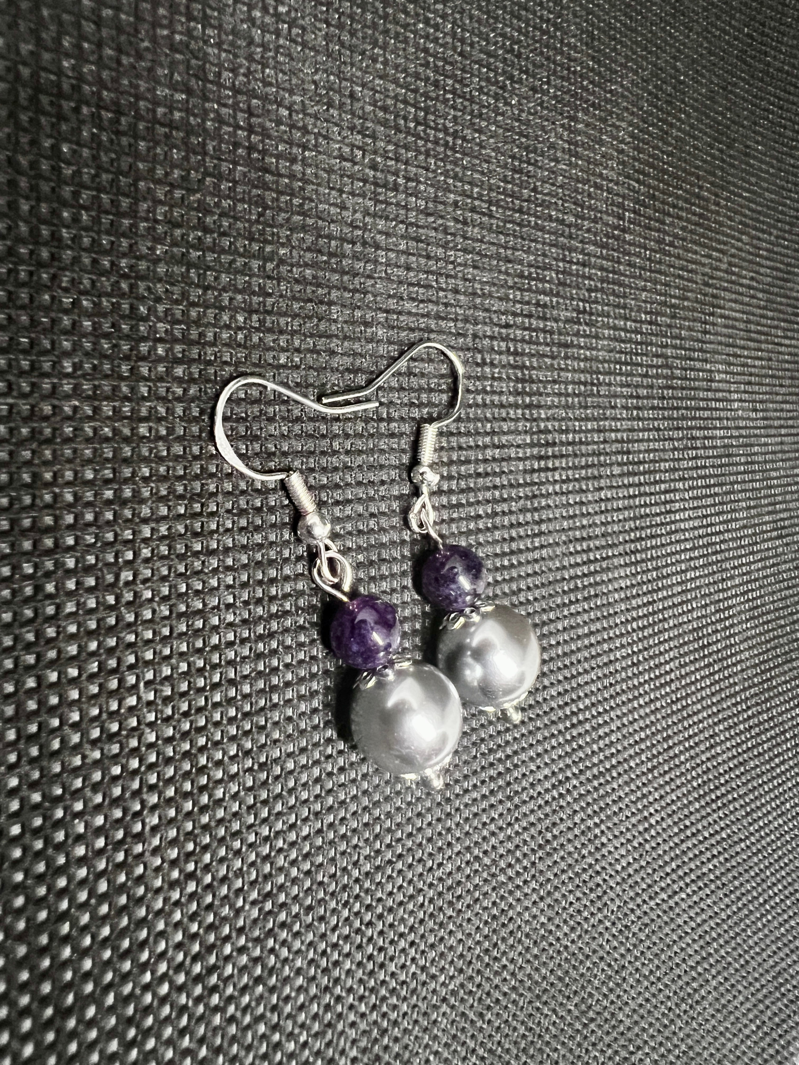 Boucles d’oreilles Perles et Améthystes