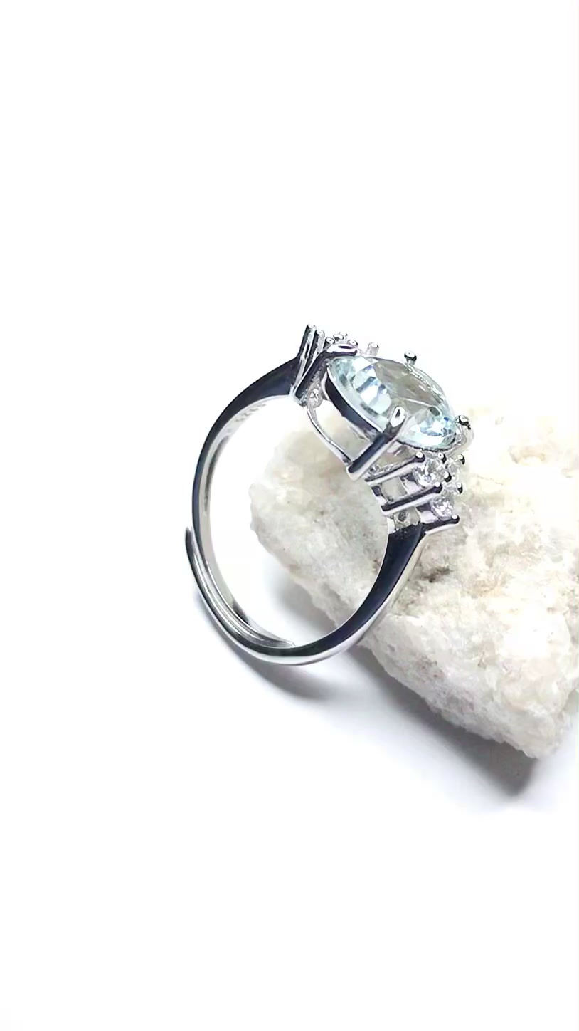 Miniature : Bague plaqué or blanc Topaze 3 ct