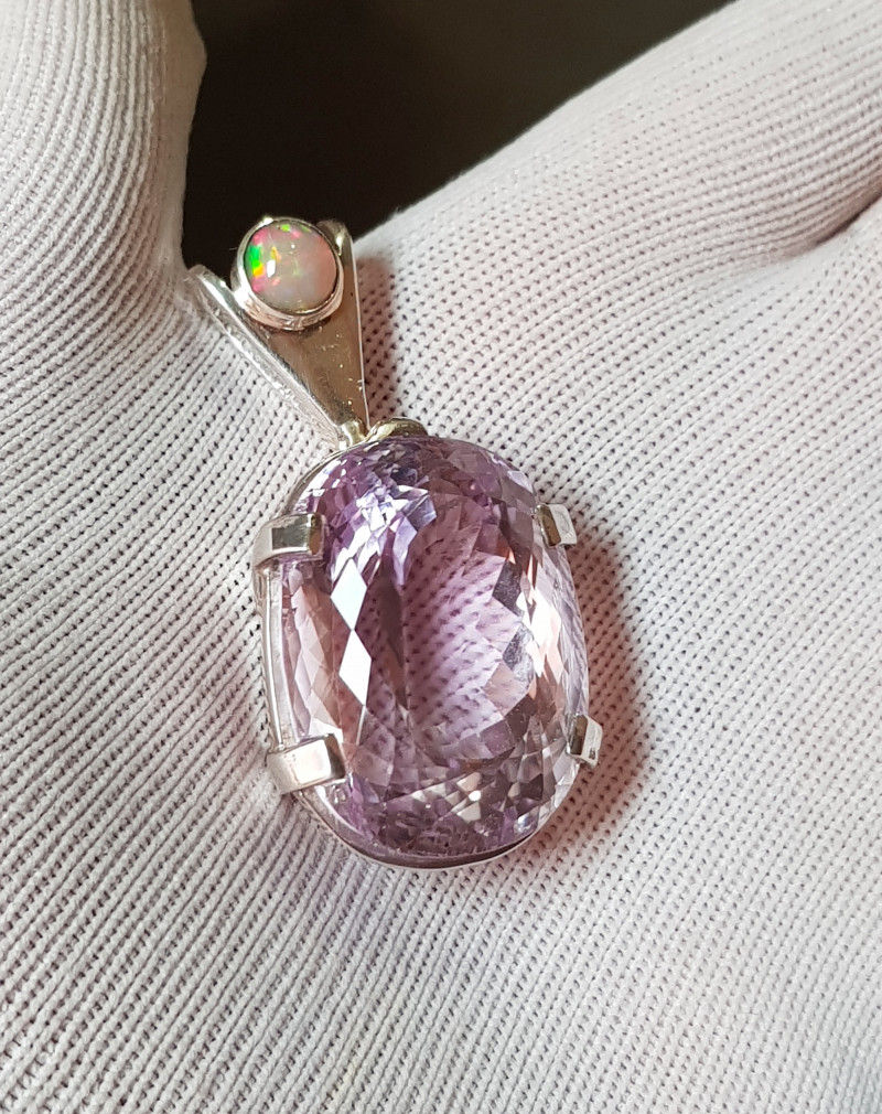 Pendentif Kunzite-Opale