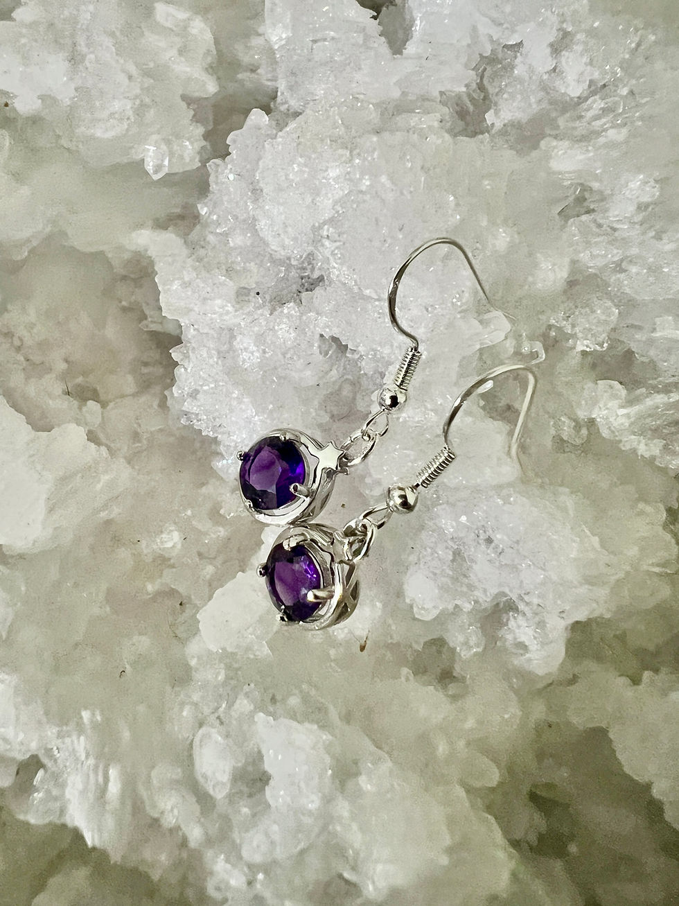 Miniature : Boucles d'oreille plaqué or blanc Améthyste 2,76ct
