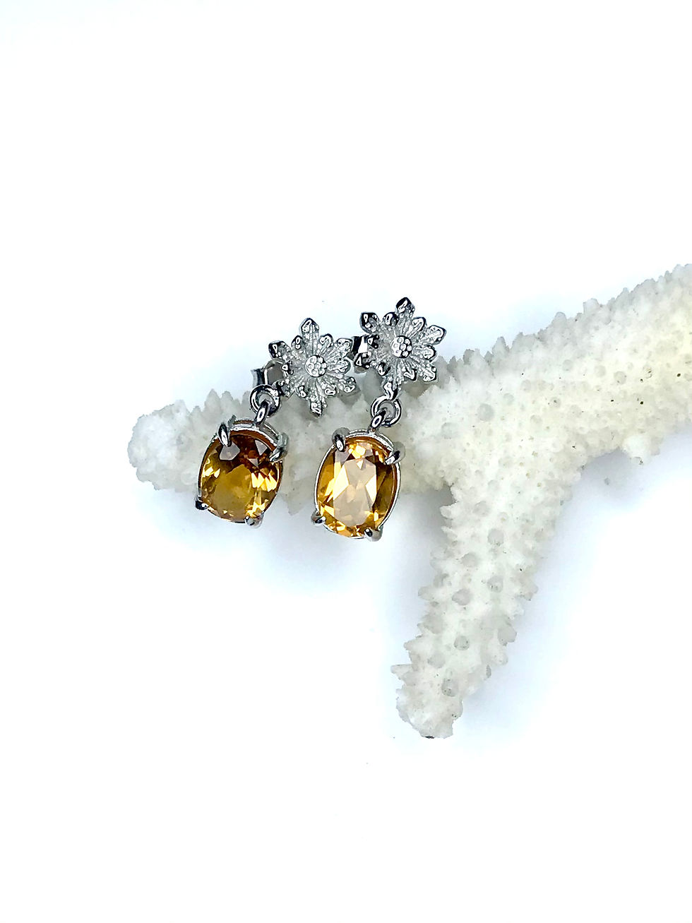 Boucles d'oreille en argent Citrines