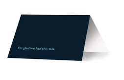 A greeting card in my personal color scheme, for mailing after interviews.