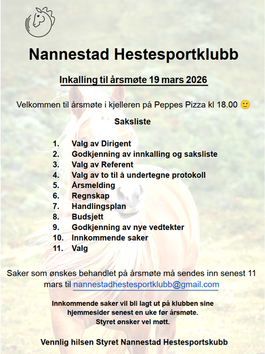 NHSK - årsmøte 19. mars 2026 kl 18:00