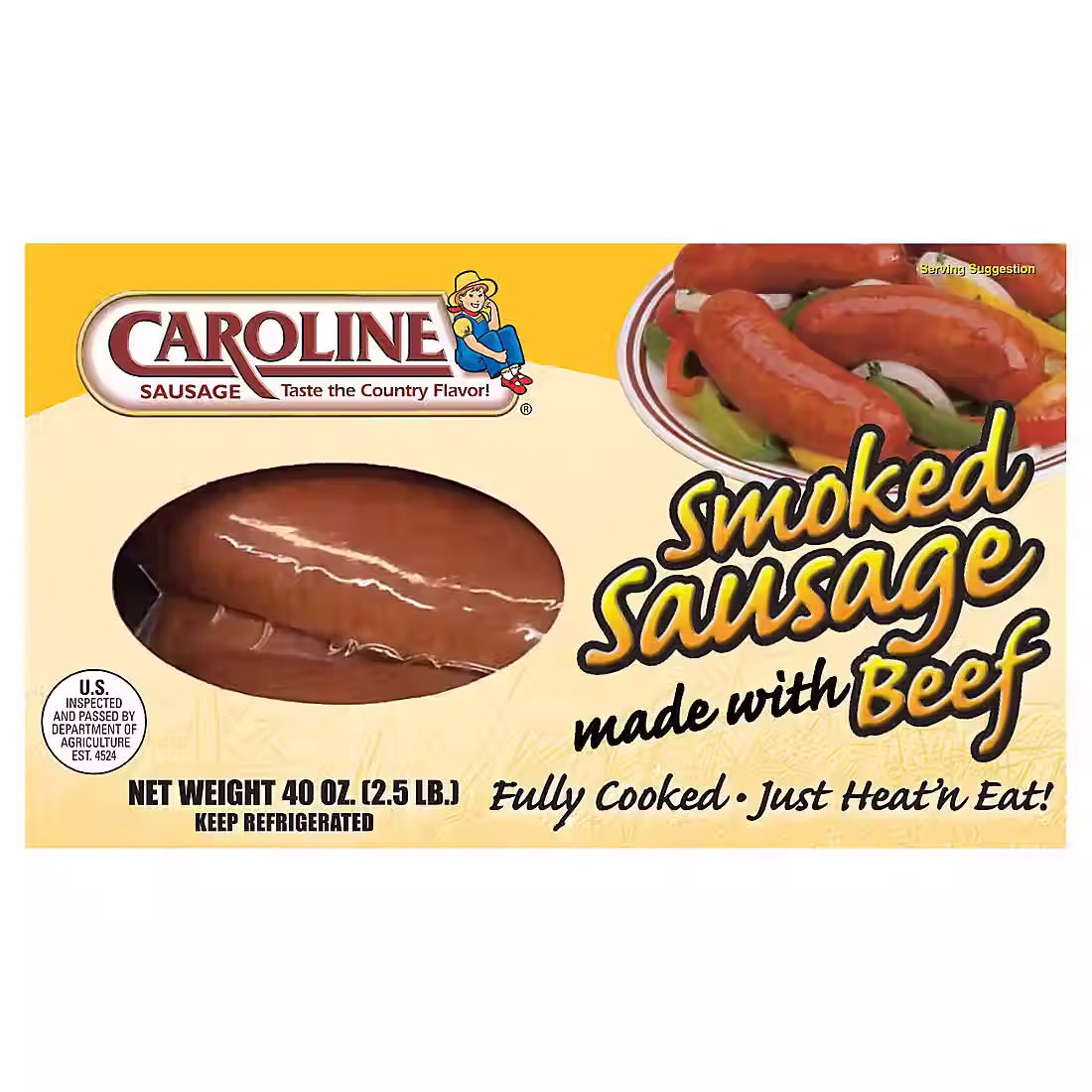 Carolines Smoked Sausage made with beef 40oz(2.5lbs)