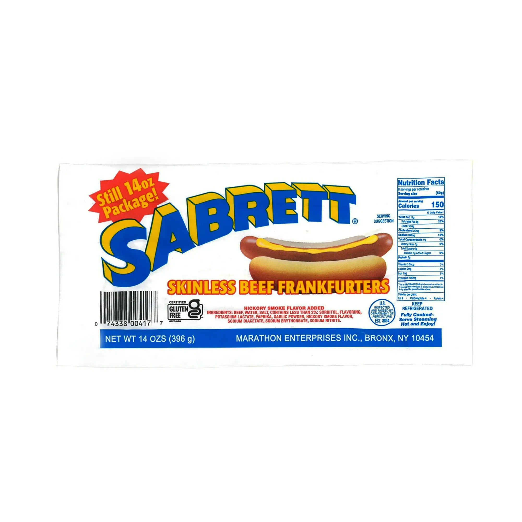SABRETT HOT & SPICY BEEF FRANKS 14 Oz.