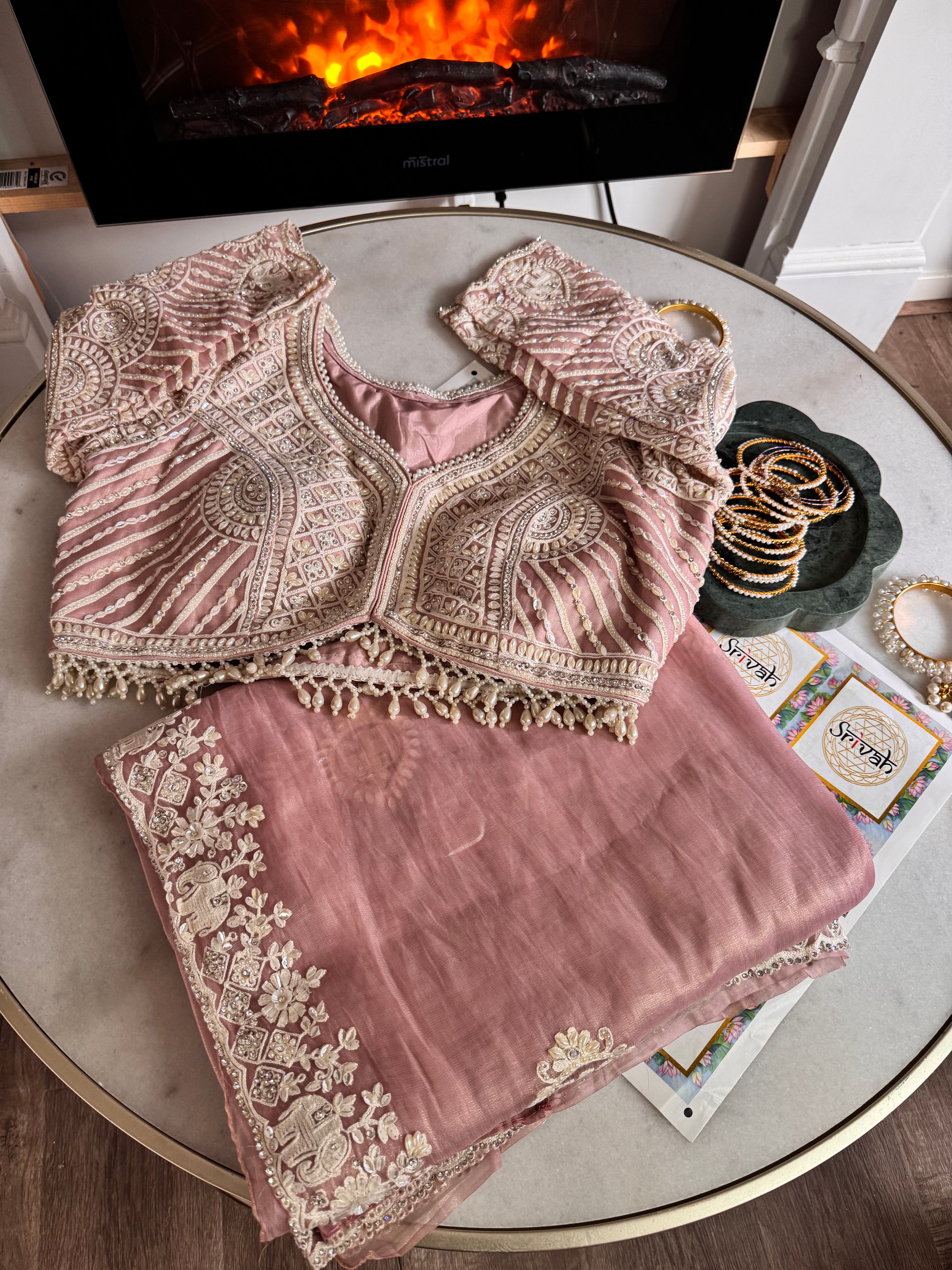 Pearl Blossom Pink Saree
