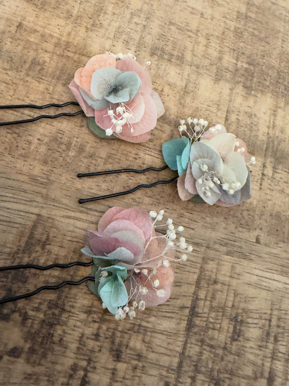 Trio de pics fleurs séchées - accessoires mariage