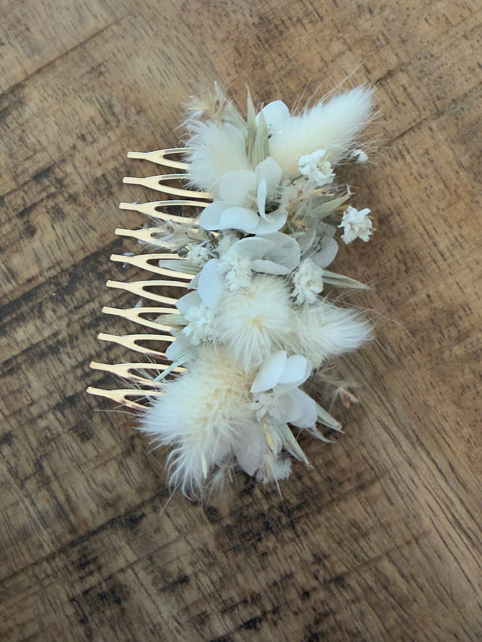 Peigne fleurs séchées - accessoire mariage