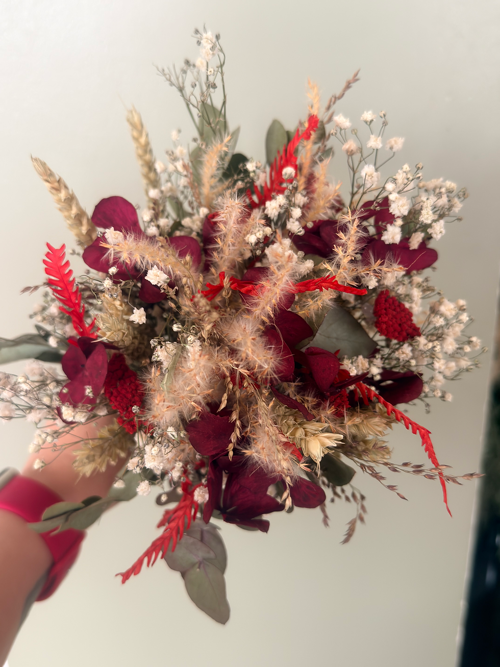 Miniature : Bouquet de fleurs séchées rouge - 2 tailles