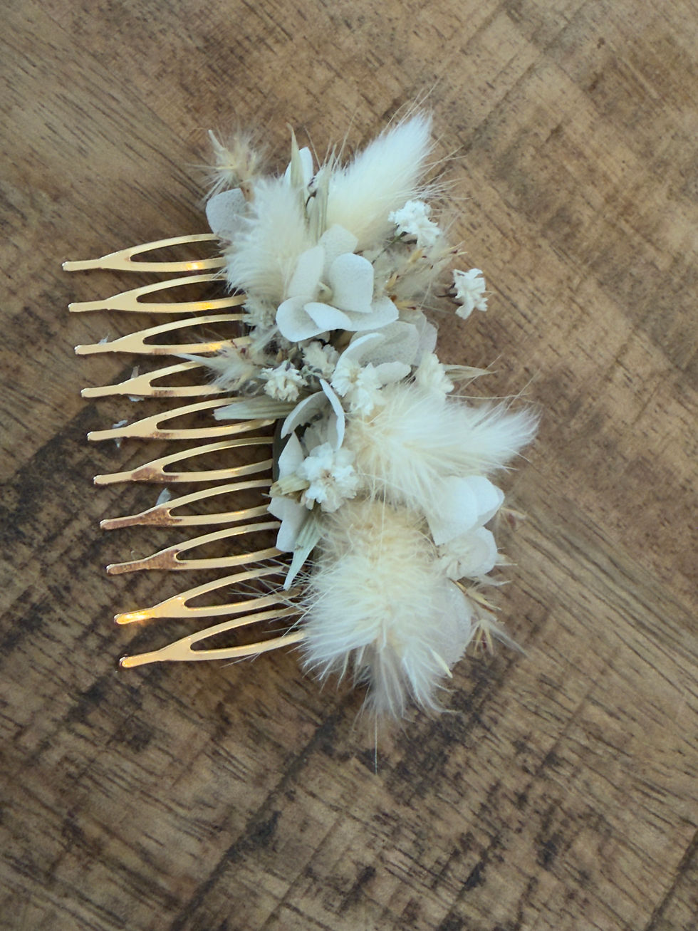 Miniature : Peigne fleurs séchées - accessoire mariage