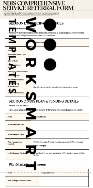 NDIS referral form page showing participant personal details and funding information fields.
