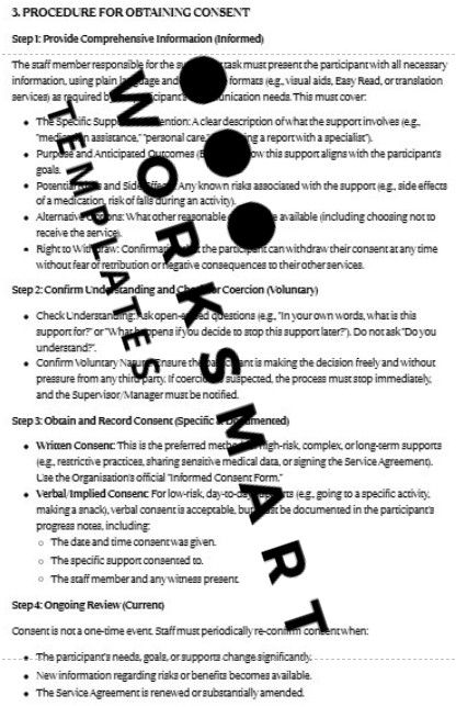 Consent procedure document with 'TEMPLATES' and 'WORKS MART' watermarks.