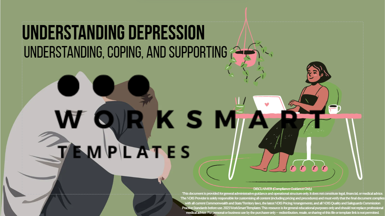 Depression awareness training slides Canva template cover