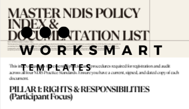Master NDIS Policy Index, WorkSmart Templates, Pillar 1: Rights & Responsibilities