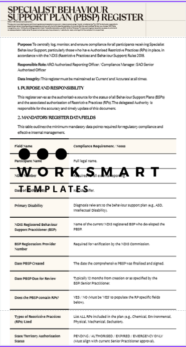 Track NDIS Behaviour Support data easily with the PBSP Register Template.