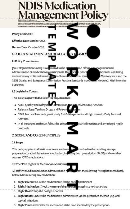 NDIS Medication Management Policy, Work Smart Templates watermark