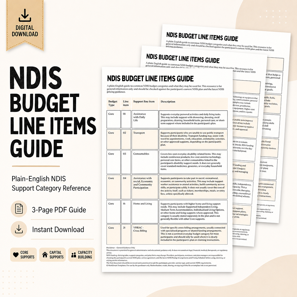 NDIS Budget Line Items Guide PDF mockup