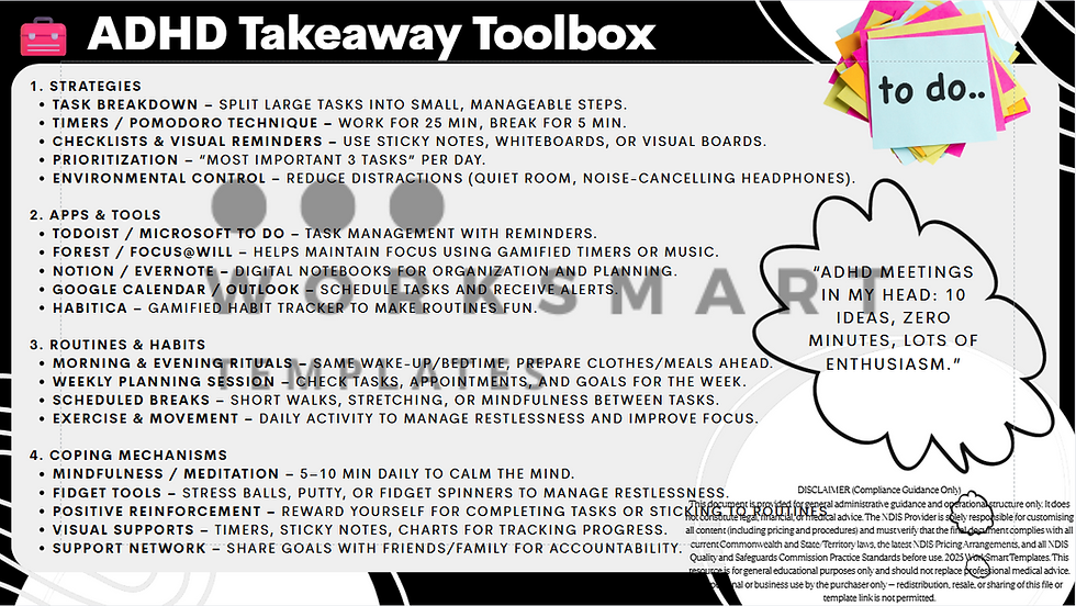 Thumbnail: ADHD Takeaway Toolbox strategies, apps, routines, and coping mechanisms