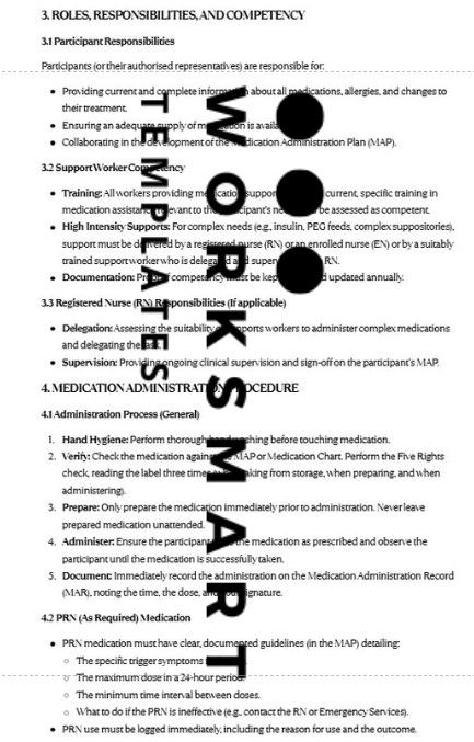 Document with policy text and 'WORK TEMPLATES SMART' watermark